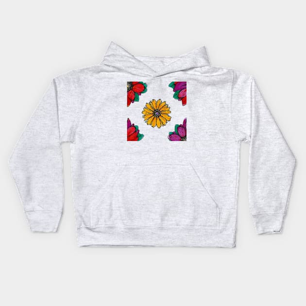 Colorful Flowers Drawing Kids Hoodie by PhotoSphere